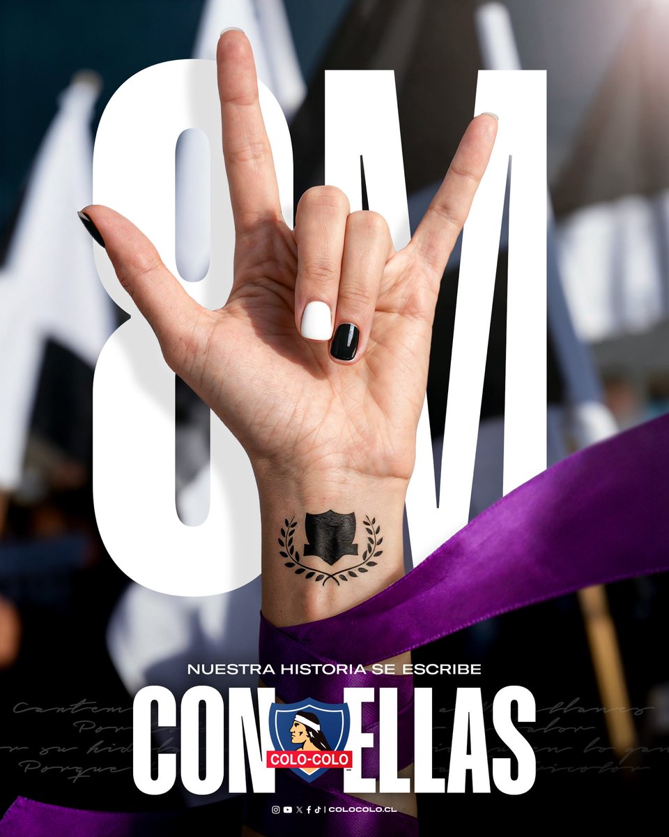 ColoColoFem's tweet photo. 𝐒𝐢𝐞𝐦𝐩𝐫𝐞 𝐩𝐫𝐞𝐬𝐞𝐧𝐭𝐞𝐬 🤍🖤

Pioneras, luchadoras y dejando su huella en cada lugar donde van. Conmemoramos el 8M junto a ustedes 🤟

#8M💜 https://t.co/NrRnVnhcqy