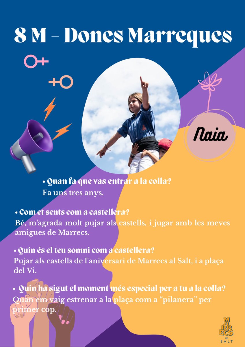 Marrecs's tweet photo. Els #castells també tenen nom de dona. Avui que és #8M, i cada dia de l'any, reivindiquem el paper de la dona com a CASTELLERA en majúscules. Sense les dones, no hi ha castells. Per elles, tot. ♀️
#somexemple #8M2026 https://t.co/tx1qwBhBfx