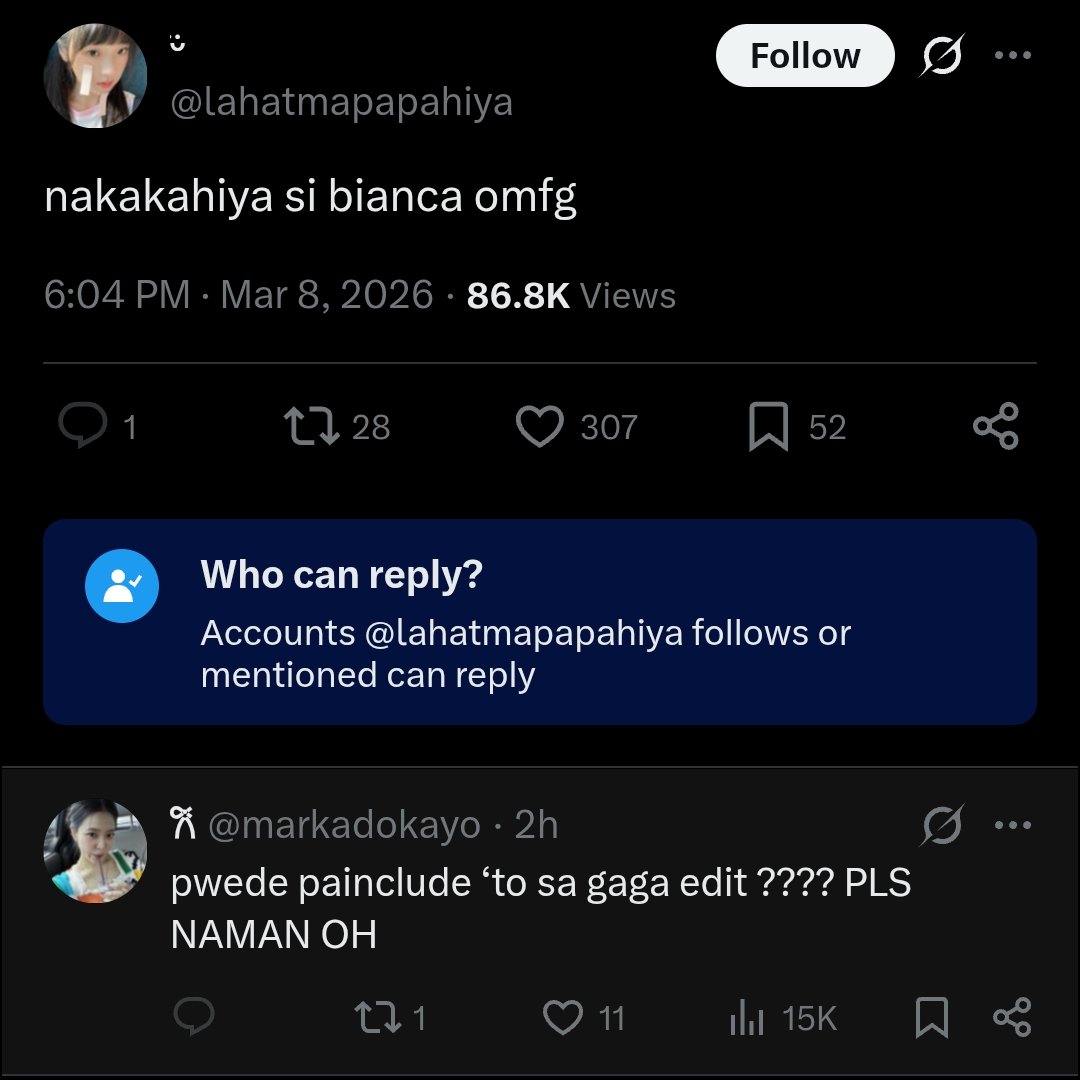 sabi nung mga hilig mag instigate ng hate kay bianca dahil lang hindi pinili si whale. tama na kayo mga performative na panget