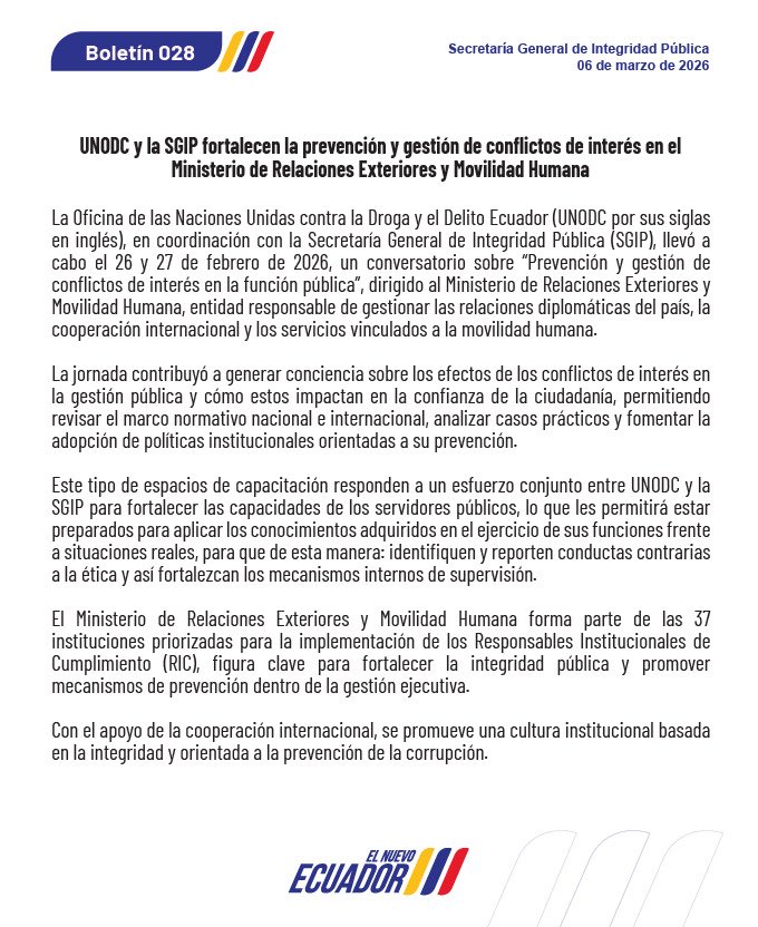 Secretaría General de Integridad Pública EC tweet media