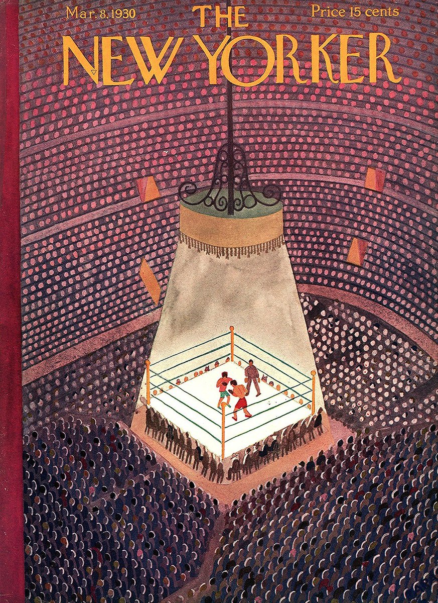LRonLacy's tweet photo. #OTD in 1930
Cover of The New Yorker, March 8, 1930
Ilonka Karasz
#TheNewYorkerCover #IlonkaKarasz #boxing #boxers #boxingring #boxingmatch #crowd #arena https://t.co/1Whlsu5NfW