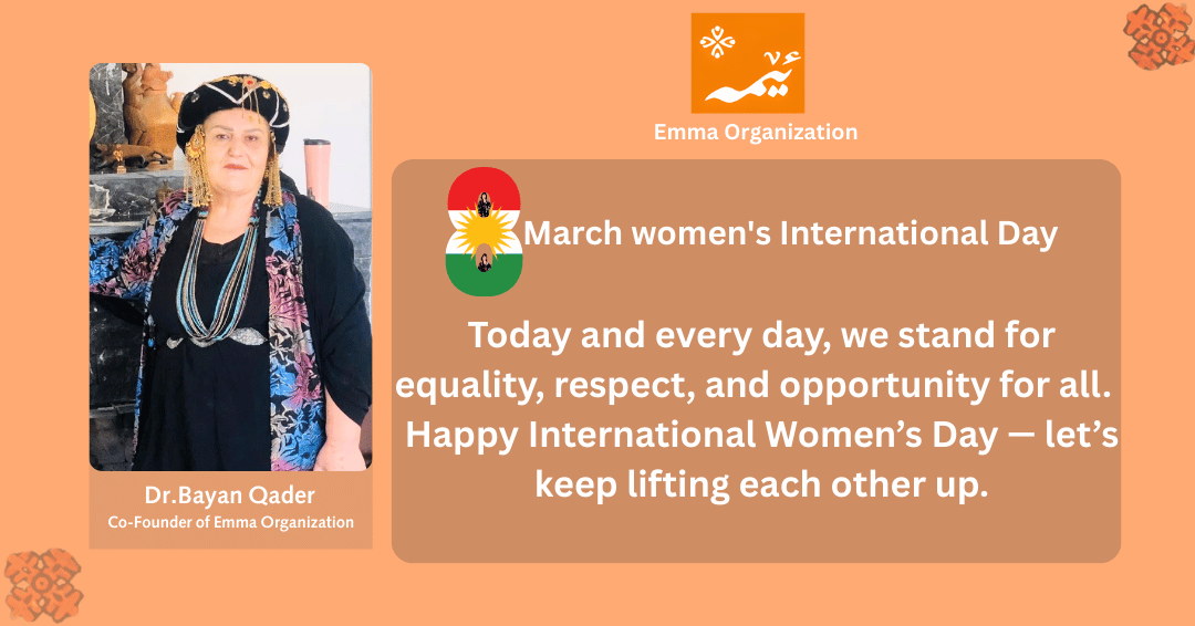 emmaorg_'s tweet photo. International Women's Day Campaign Emma staff and employees will participate in the celebration of March 8th. . #8Mart #marchKurdistan #March8WomensDay #kurdish #WomensDay2026 #InternationalWomensDay #8MarchWomensDay https://t.co/yWQJXovYDy