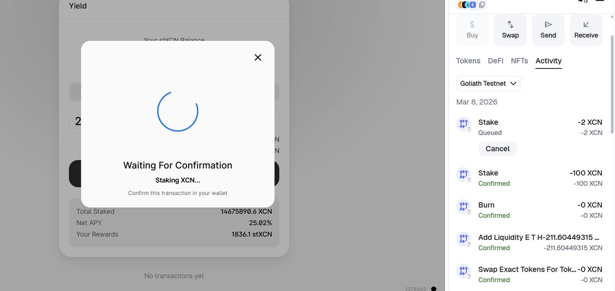 Blue_Moon_5551's tweet photo. The Goliath Testnet just received a major upgrade and it is getting exciting 👀 #GoliathTestnet #BuildOnGoliath #XCN $xcn https://t.co/30W8CLx30w