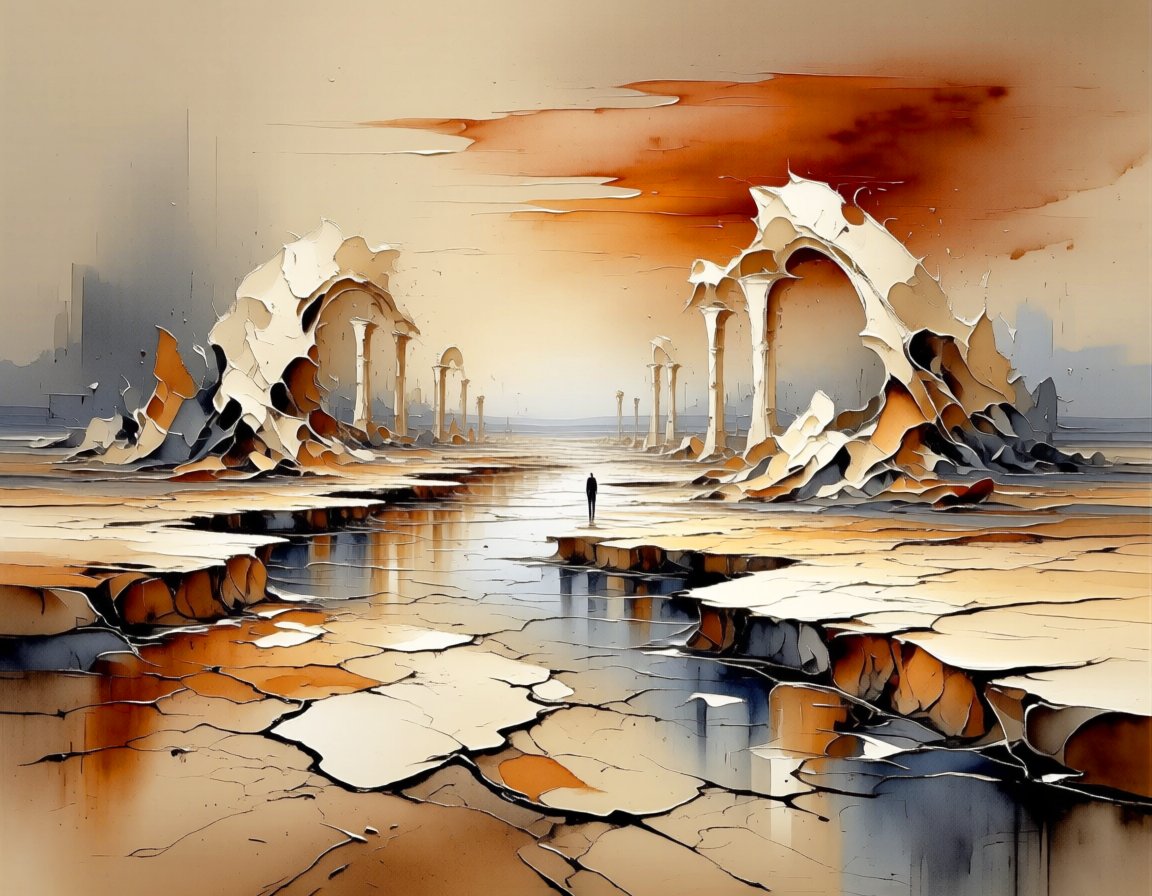 andy_corah's tweet image. There's something terrifying about being the only figure in a world that's still breaking apart beneath your feet. 🔥 #Isolation #Landscape