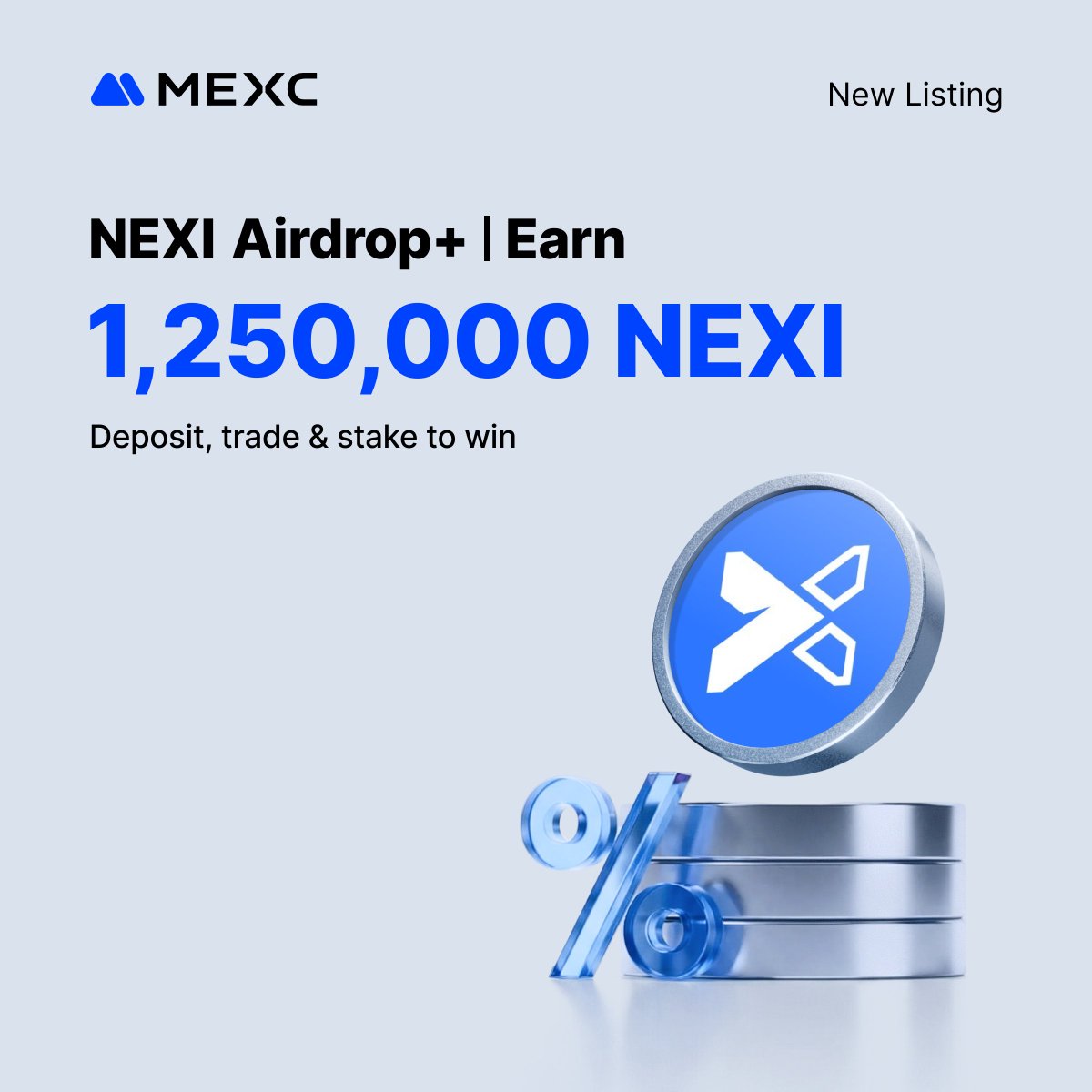 MEXC New Airdrop+ Listing: Share 1,250,000 $NEXI &amp; New User APR Boosters up to 300%!  

‣ $NEXI <a href="/NexiraDAEP/">Nexira</a>
‣ Trading: Mar 9, 2026, 11:00 (UTC)

👇 Join the Airdrop+ campaign: mexc.com/mx-activity/de…

👇 New User Exclusive Earn: mexc.com/earn?shareCode…
