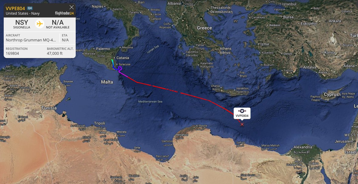 USN: MQ-4C Triton 169804 VVPE804 Heading generally East through