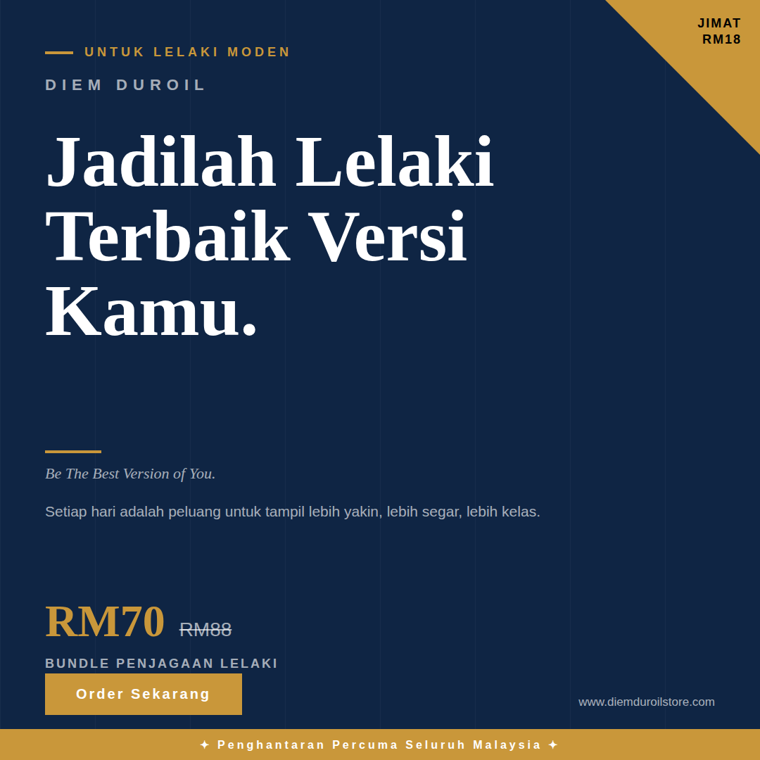 diemduroil's tweet photo. Be The Best Version of You. Every day is a chance to show up more confident, fresher, and classy.
🧴 Masculine Wash + 🌹 Oud Clove Perfume
💥 RM70 Save RM18!
🚚 Free Shipping
👉 Order sekarang:
https://t.co/62C6Fvrz4V https://t.co/IyQRkAzHF1