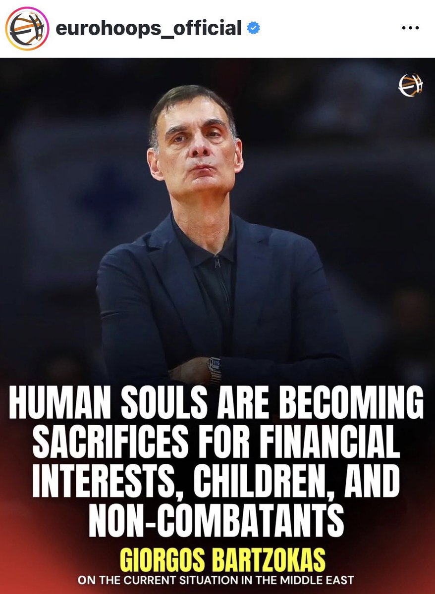 Ο κόουτς δεν είπε κουβέντα όταν έπαιξε φιλικό με την Μακάμπι για τον Πρίντεζη, δεν είπε τίποτα όταν έπαιξε με τις Ισραηλινές, δεν λέει τίποτα για την δολοφονία Λυγγερίδη και τα πανό που βλέπει κάθε εβδομάδα στο σεφ, αλλά βγήκε χθες να μιλήσει για παγκόσμια ειρήνη. 

Αιδώς
#paobc