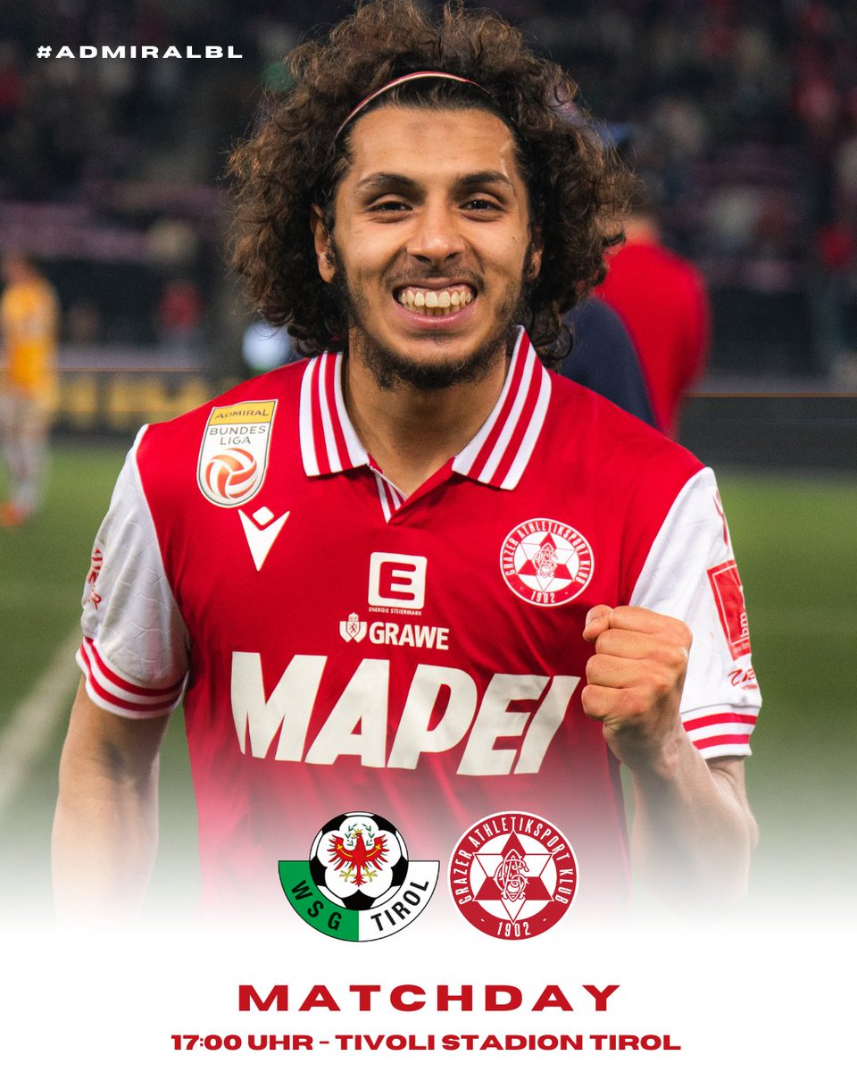 grazerak's tweet photo. Finale des Grunddurchgangs 🏁
🏆 ADMIRAL Bundesliga - Runde 22
🆚 WSG Tirol
🏟️ Tivoli Stadion Tirol
⏱️ 17:00 Uhr
📺 Sky X
#WSGGAK #grazerak #AdmiralBL https://t.co/4QFFTLpNzw
