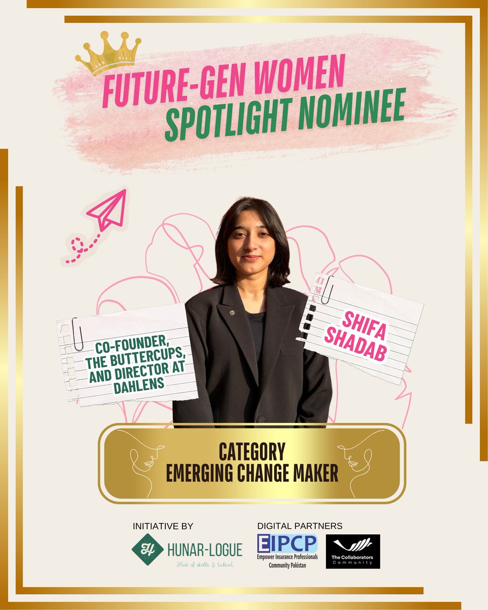 HunarLogue's tweet photo. Shifa Shadab – Emerging Change Maker
Co-founder of The Buttercups &amp; youth leader, Shifa creates psychosocial, ECD, and empowerment programs for adolescents, turning research into action &amp; enabling youth to lead, innovate &amp; drive lasting social impact.
#IWD2026 #WomenInLeadership https://t.co/BzbrtJYtZq