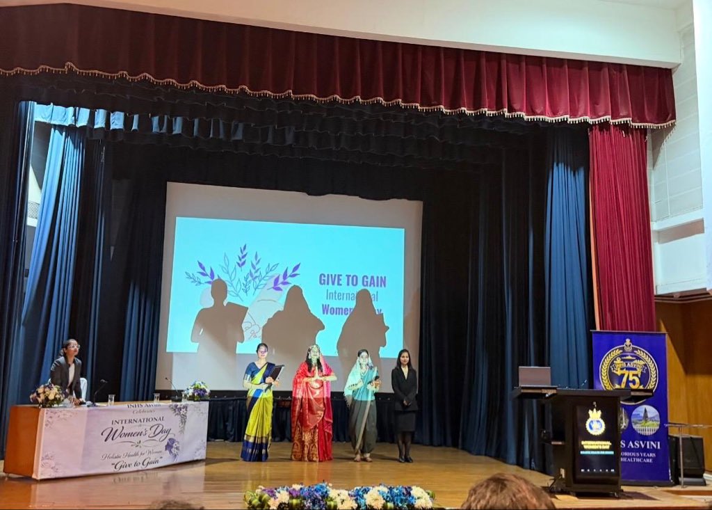 IN_ASVINI's tweet photo. #INHSAsvini celebrated International Women’s Day as part of their 75th Anniversary celebrations along with Arogya NWWA. Mrs Laila Swaminathan, President NWWA (WR) was the Chief Guest for the programme,  which was a resounding success bringing together inspiring voices, vibrant performances, and meaningful conversations. 

Guided by the theme #GiveToGain, the celebrations featured :-

• A powerful percussion experience by Music Tribe Drum Circle led by internationally acclaimed facilitator Siddharth Salvi 🥁.

• A vibrant cultural programme by the talented cadets of the College of Nursing, INHS Asvini ✨.

• An insightful panel discussion on "Holistic Health and Wellness" with experts from diverse healthcare fields.

#WomensDayCelebration 
@IN_WNC 
@indiannavy 
@dgafms_mod