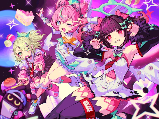 【おしらせ!】 デビューを記念して 妄想エンジェルの南宮羽、アリア、千夏の3人を描かせていただきました! この3人本当に可愛すぎる! #ゼンゼロ #妄想エンジェル 【PR】