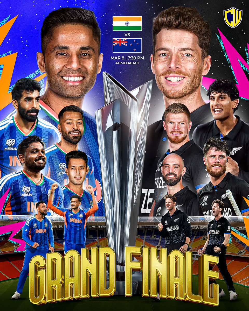 45Rathi's tweet photo. 𝐓𝐡𝐞 𝐔𝐥𝐭𝐢𝐦𝐚𝐭𝐞 𝐒𝐡𝐨𝐰𝐝𝐨𝐰𝐧 🇮🇳vs 🇳🇿
The Stage Is Set As India Lock Horns With New Zealand In The Grand Finale Of The ICC Men's T20 World Cup 2026.🏆
Two Elite Teams, One Ultimate Prize — The Cricketing World Awaits A Blockbuster Final In Ahmedabad.🔥🏟️ #indvsnzfinal https://t.co/YfbZXLh11S