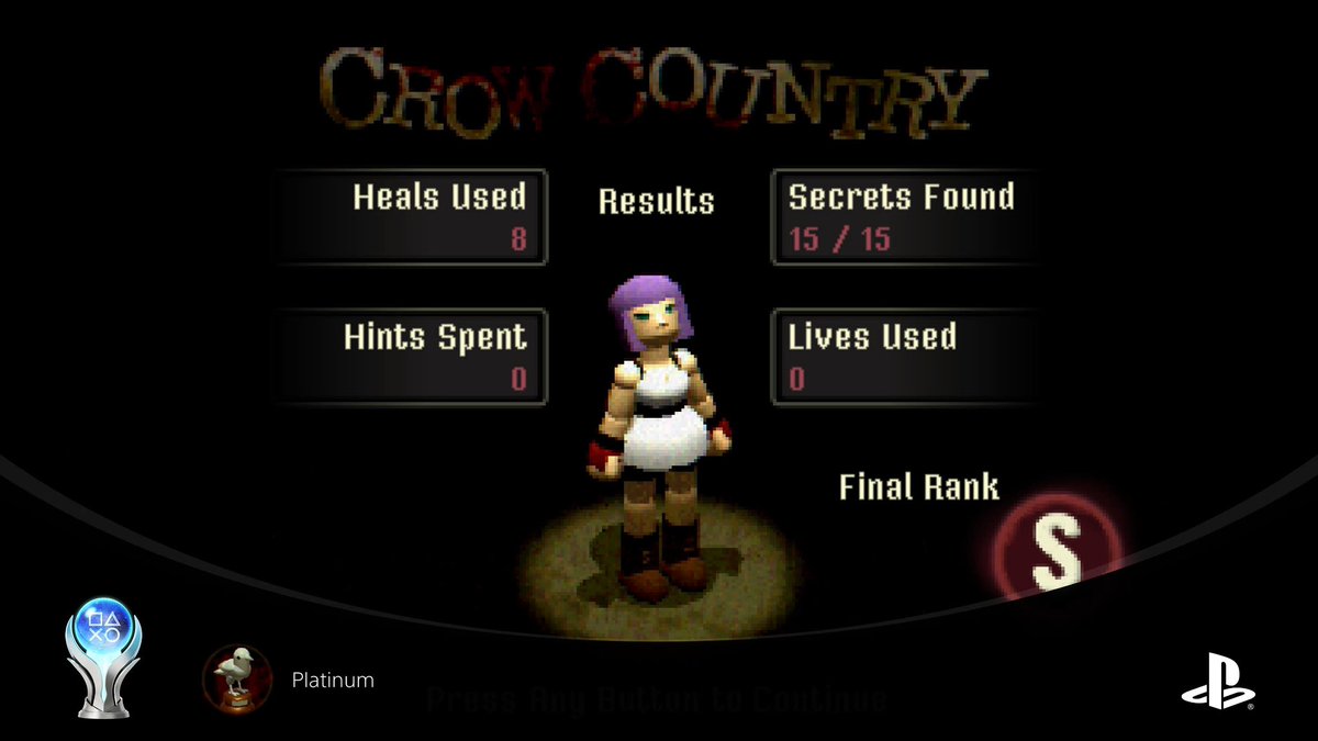 EvilFefe's tweet photo. Platinum #471/472 Crow Country (PS4/PS5) https://t.co/n1mO0MBJNk