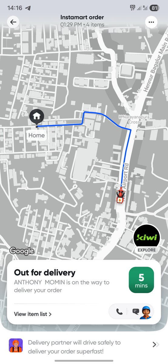 cjaichandra's tweet photo. @instamart_it @Swiggy I think time works differently for swiggy. 1 minute must have 600 seconds. Instamart ordered at 1.29 and at 2.16 still its on the way... super fast. If we wanna raise issue that f...ing AI will be there which irritates even more. Whats penalty for delay??? https://t.co/rF5C8rZpGJ