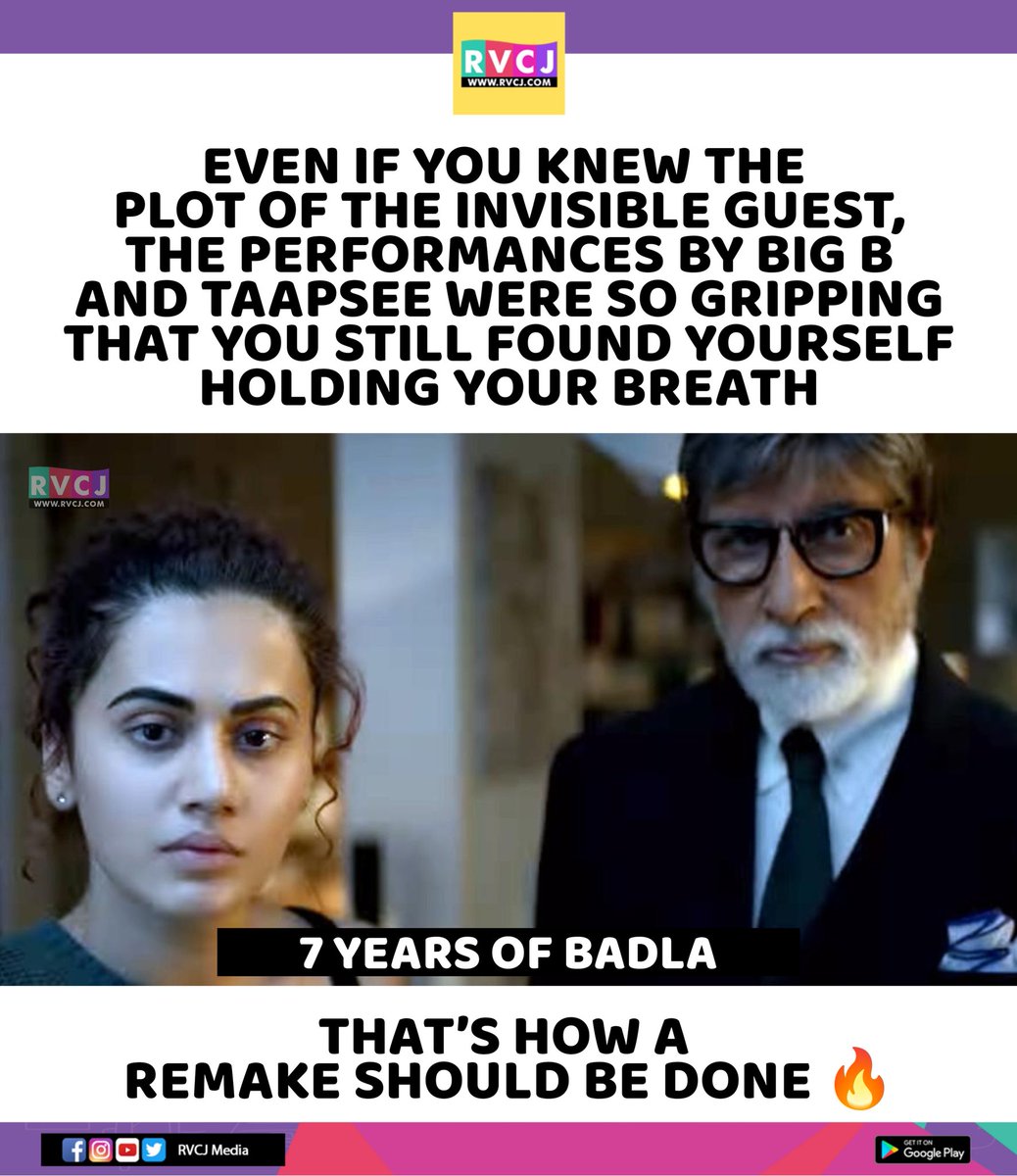 rvcjmovies's tweet image. 7 years of Badla!

#badla #taapseepannu #AmitabhBachchan #bollywood #bollywoodmovies @taapsee @SrBachchan