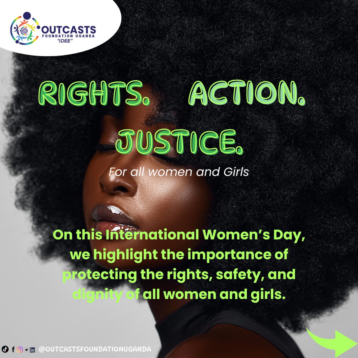 Outcasts_UG's tweet photo. Rights. Justice. Action.

Women and girls deserve bodily autonomy, access to SRHR services, and lives free from violence. Ending GBV and IPV requires all of us to speak out, support survivors, and build safer communities.

#InternationalWomensDay
#RightsJusticeAction
#EndGBV https://t.co/AIlRtaiDwq