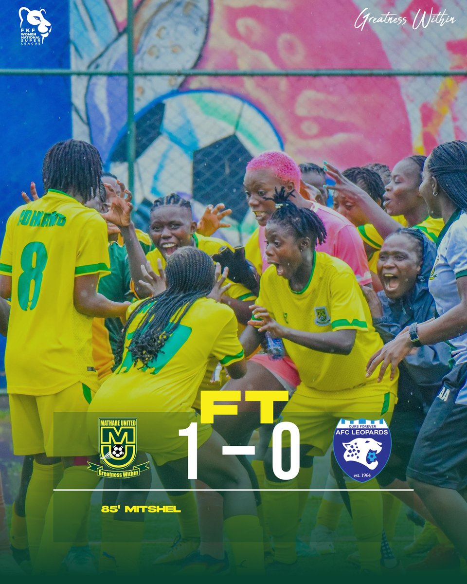 mathare_women's tweet photo. FT: Mathare United Women FC 1-0 AFC Leopardess
Mnyamaa ameliwa wet fry...
#MUWAFC #GreatnessWithin https://t.co/pe3VBO265G