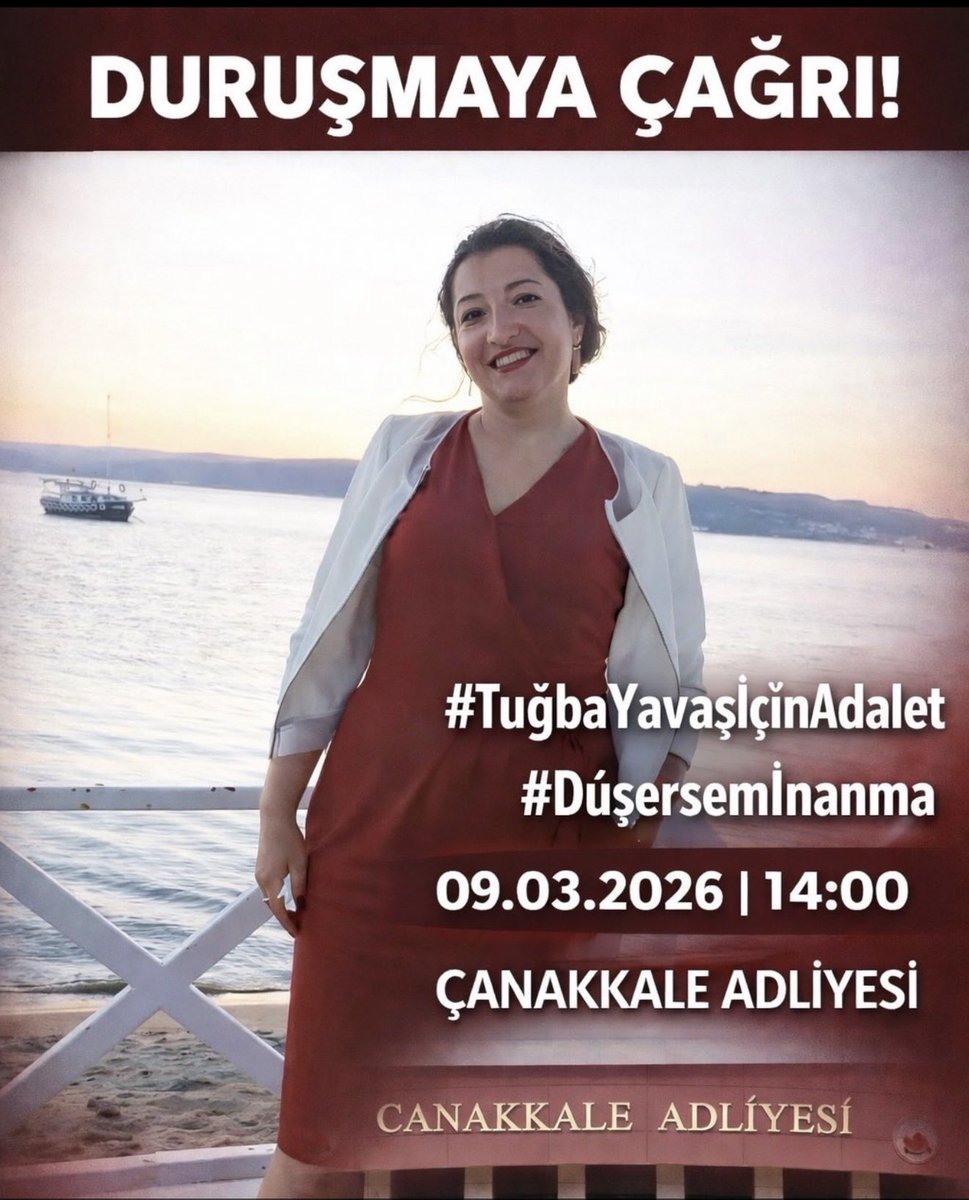 AvTurkanKara's tweet photo. Arkadaşlar Tuğba’mızın 09.03.2026 Pazartesi günü  görülecek duruşması için Çanakkale ye doğru yoldayız .Umuyorum ki Pınarımız da ki gibi olayın İntihar olmadığı gerçeğini ortaya çıkartabiliriz .Tüm duyarlı vatandaşlarımızı sivil toplum kuruluşları ve Kamuoyunu duruşmaya gelerek ailemize destek olmaya davet ediyoruz!
#Balkondanmandaldüşerkadındeğil
# Düşersemİnanma 👇