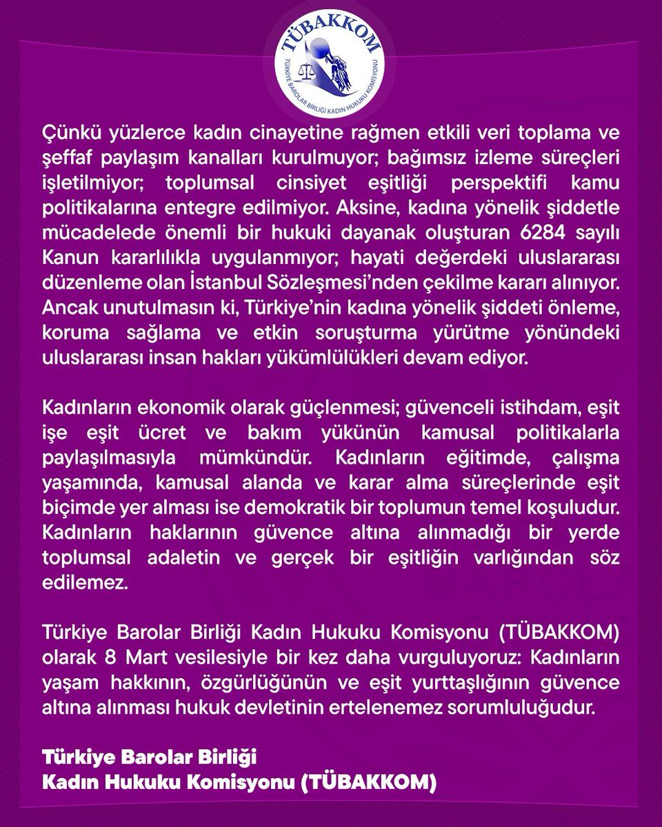 artvinbaro's tweet photo. Kadınların Eşitliği, Özgürlüğü ve Güvenliği Bir Toplumun Hukuk ve Demokrasi Ölçüsüdür
#8MartDünyaKadınlarGünü https://t.co/FKmlpalq3y