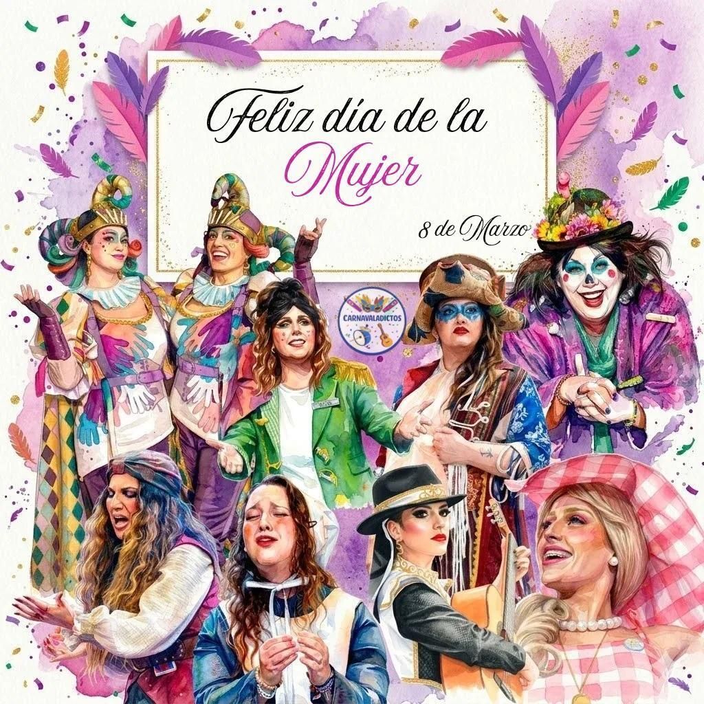 Carnavaladictos's tweet photo. 💜🎭 Feliz Día de la Mujer 🎭💜

Esto va por ti mujer carnavalera:

la que escribe, canta, dirige, afina, cose y lucha por su espacio.
El Carnaval también se escribe en femenino.
Gracias por vuestra voz, talento y valentía.

#DíaDeLaMujer #MujerCarnavalera https://t.co/dybBtZA7La