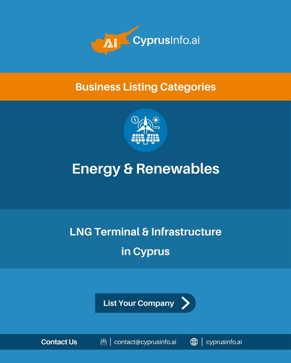 CyprusInfo_ai's tweet photo. Boost visibility for your 'Energy &amp; Renewables' &amp; 'LNG Terminal &amp; Infrastructure' business in #Cyprus. List today: https://t.co/X9k1ot1n1C #cyprusinfo #cyprusenergy #lngcyprus https://t.co/VDJPueqNZo