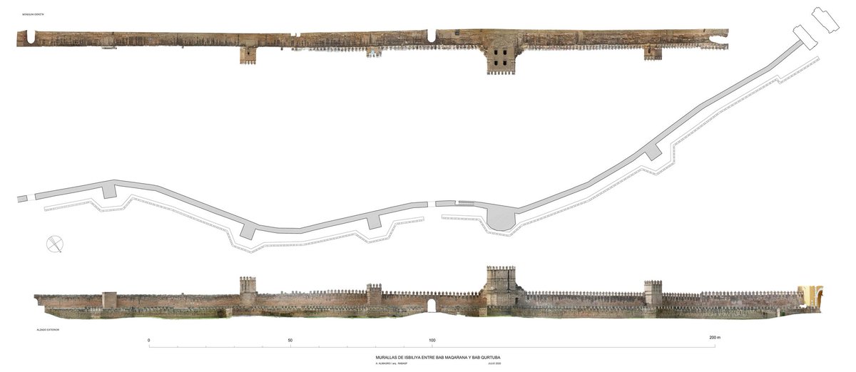 HuellasSevilla's tweet photo. El análisis constructivo, ceramológico y las dataciones por radiocarbono realizadas durante las últimas campañas de restauración de la muralla medieval en la Macarena, han venido a aportar luz (e interesantes novedades) sobre la polémica datación del recinto amurallado de Sevilla https://t.co/S3JTSp8u97