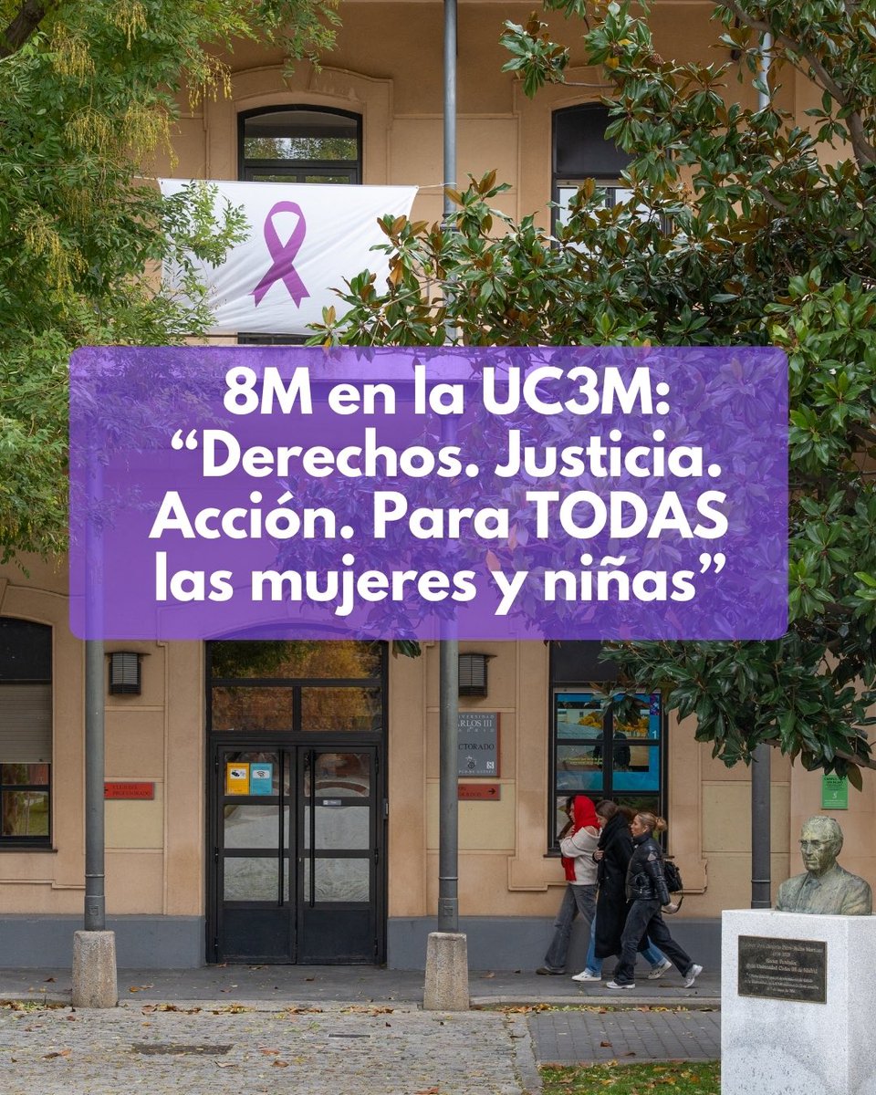 uc3m's tweet photo. 🟣En la UC3M nos unimos al Día Internacional de la Mujer 2026 bajo el lema de @ONU_es. 

Como institución dedicada al saber, a la investigación y al pensamiento crítico, reafirmamos nuestro compromiso ante los desafíos estructurales que enfrentan las mujeres en todo el mundo. https://t.co/V2JX557IAv