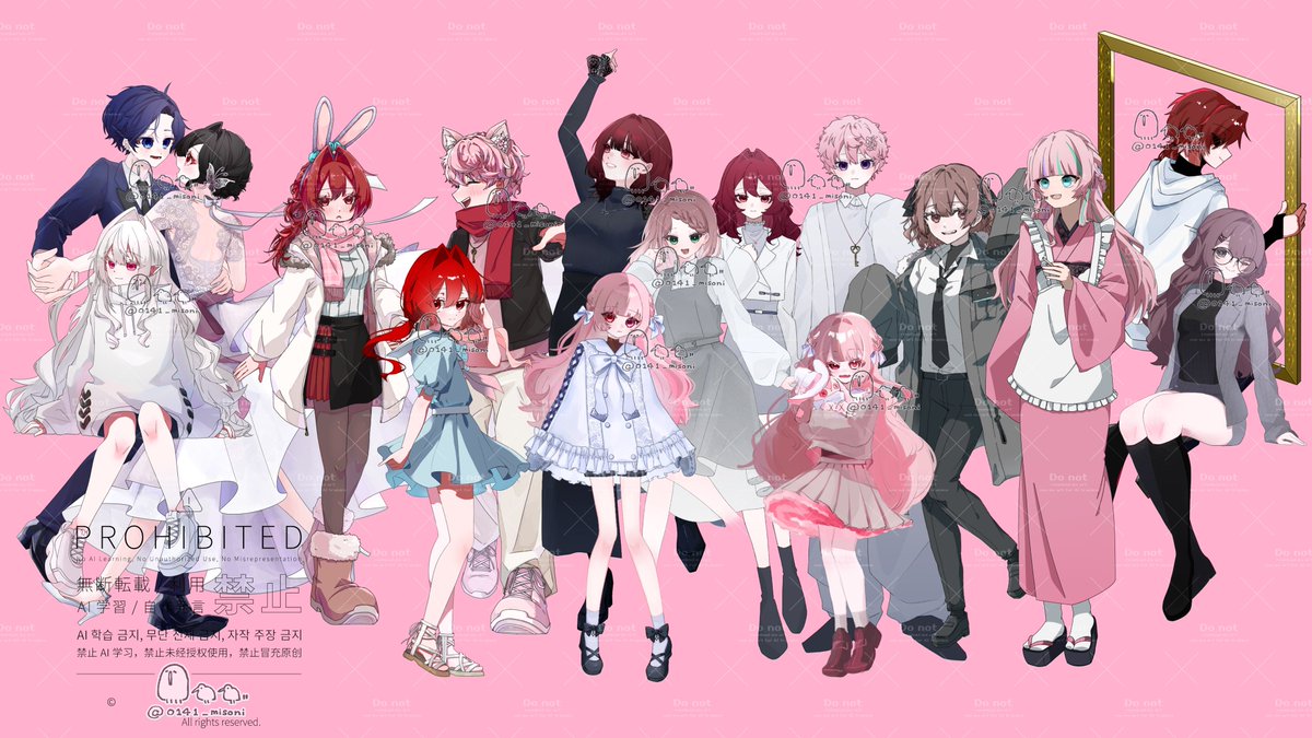 0141_misoni's tweet photo. これまで描いた立ち絵たち⑤🩷❤️ https://t.co/aiTTQXbMIU