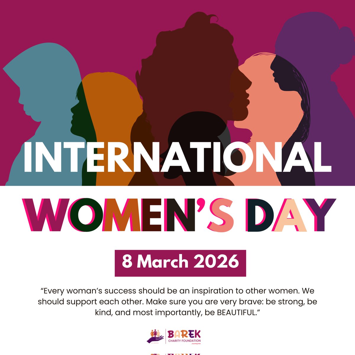 BarekFoundation's tweet photo. This International Women’s Day, we encourage every woman to take charge, stand firm in her values, and pursue a life rooted in integrity, purpose, and impact. Together, we continue the call for rights, justice, and meaningful action. https://t.co/LpTmn7lRsb