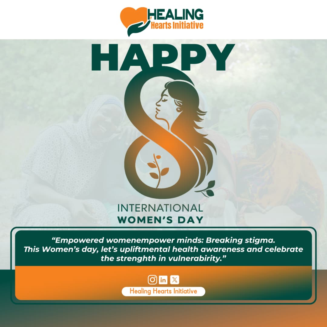 Happy International Women’s Day 

Healing Hearts Initiative celebrates women’s strength and resilience.
 Let’s break stigma and promote mental health awareness for every woman.
#InternationalWomensDay #MentalHealth #HHI