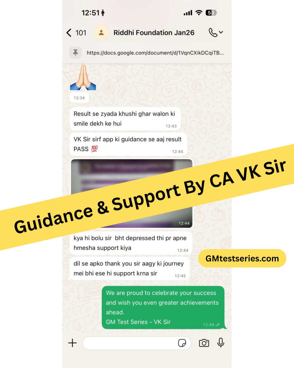 CAtestseries's tweet photo. GM Test Series students did it again. 📷 500+ Students cleared, Multiple AIRs, and a 72% success ratio. 📷

CA VK Sir’s ICAI Preparation Tips  https://t.co/oXmvlGpqlZ  
YouTube Channel: https://t.co/3BtCde5cc1  
Download our app: https://t.co/GCCwnOshJU
https://t.co/T5HWKccqf6 https://t.co/ma7yCFxmqc