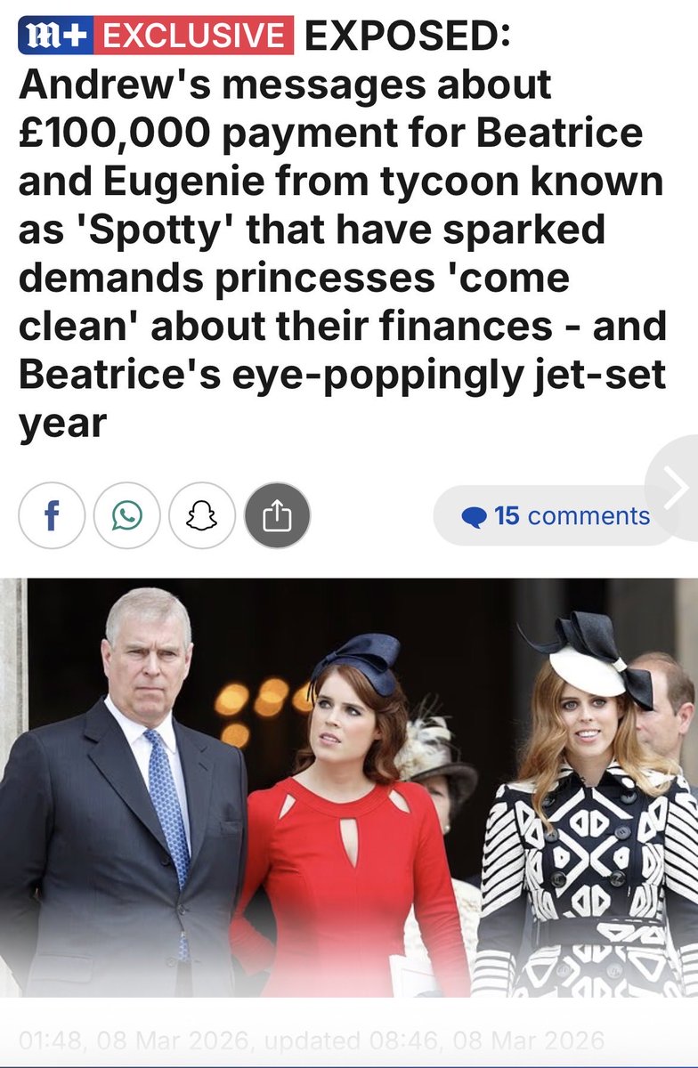 King0243_PJC's tweet photo. The York sisters getting £100k "consultancy fees" from tax exile tycoons isn’t a side hustle, it’s the business model.
If this is what Beatrice and Eugenie are doing in the shop window, imagine what the "Senior Royals" are hiding in the warehouse.
Selling access, laundering reputations, and dodging the sunlight that would melt their entitlement.
The firm isn't "slimming down"; it’s just getting better at hiding the receipts. Time to open the books and expose the lot of them.
#RoyalFamily #Monarchy #Beatrice #Eugenie #TaxExiles