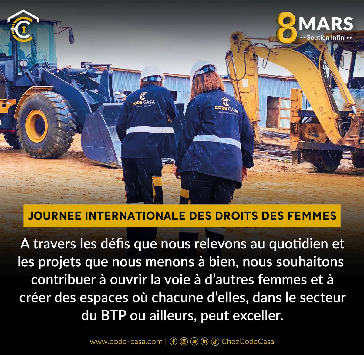 ChezCodeCasa's tweet photo. Chez CODE CASA, bâtir va bien au-delà de la construction. C'est aussi inspirer, soutenir, encourager et créer des opportunités pour que chaque femme puisse s'affirmer et exceller dans son secteur d'activité. 😄

#WomensDay2026
#ChezCodeCasa
#CreateurDhabitats https://t.co/Ka9XkDtOt9