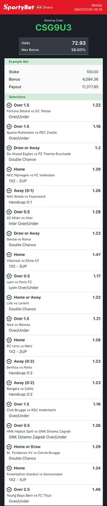 72 odds

Code: CSG9U3