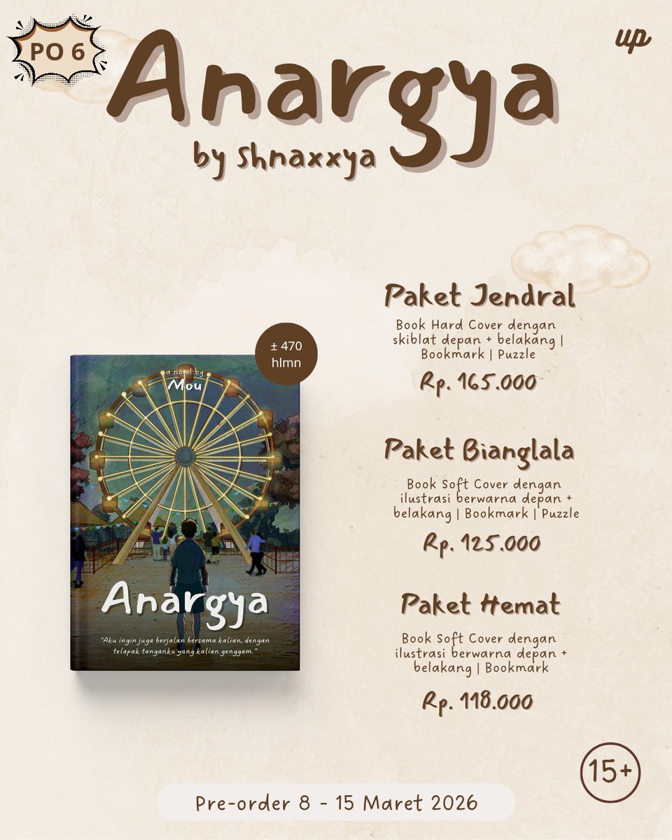 universe_publis's tweet photo. [ PRE ORDER NOVEL UNIVERSE PUBLISHER ]

PO 6 ANARGYA BY @inkbynomin 
🛒https://t.co/34FRp14CQC

PO 6 Asmalibrasi by @Meu_naa 
🛒https://t.co/HUiSg9x1fB

PO 10 What is Marriage by @lianlainn 
🛒https://t.co/K9QCg6cfzr https://t.co/inn8PYu8mw