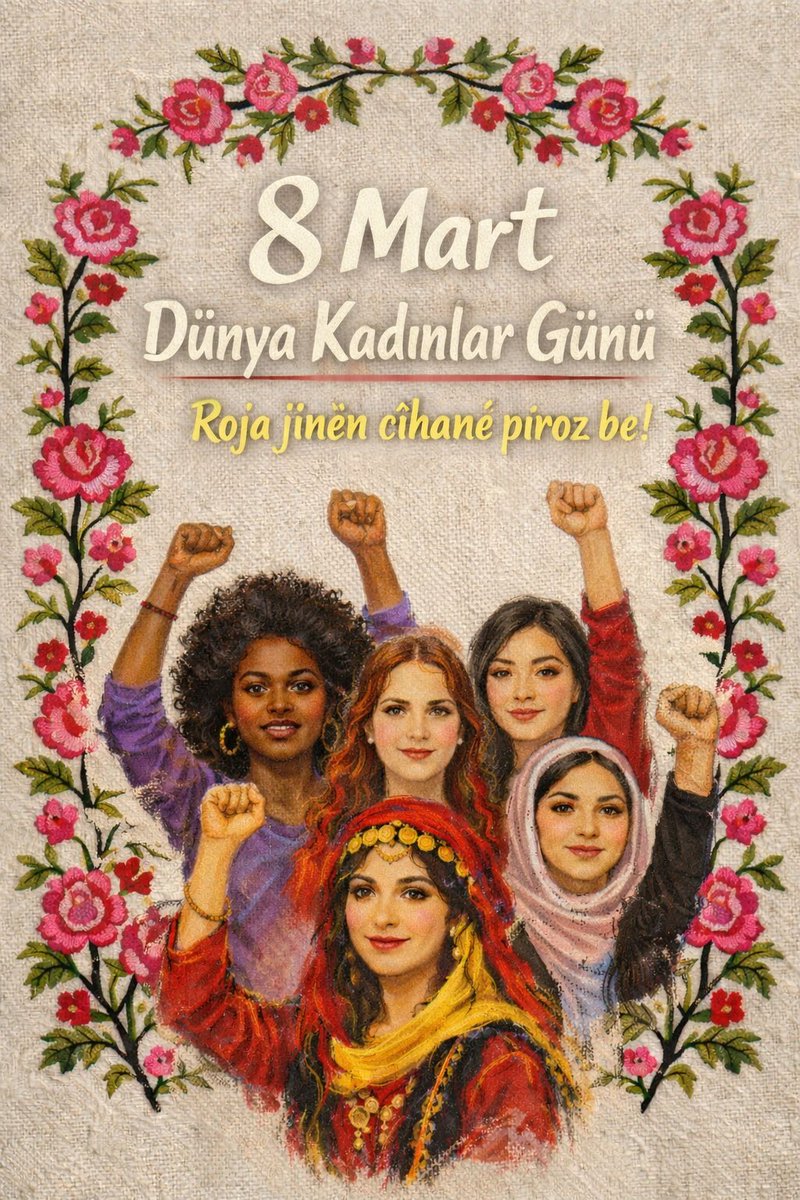 Roja jinên cîhanê pîroz be!
Dünya kadınlar günü kutlu olsun!

#8MartDünyaKadınlarGünü 
#8êAdarêRojaJinênCîhanêPîrozBe