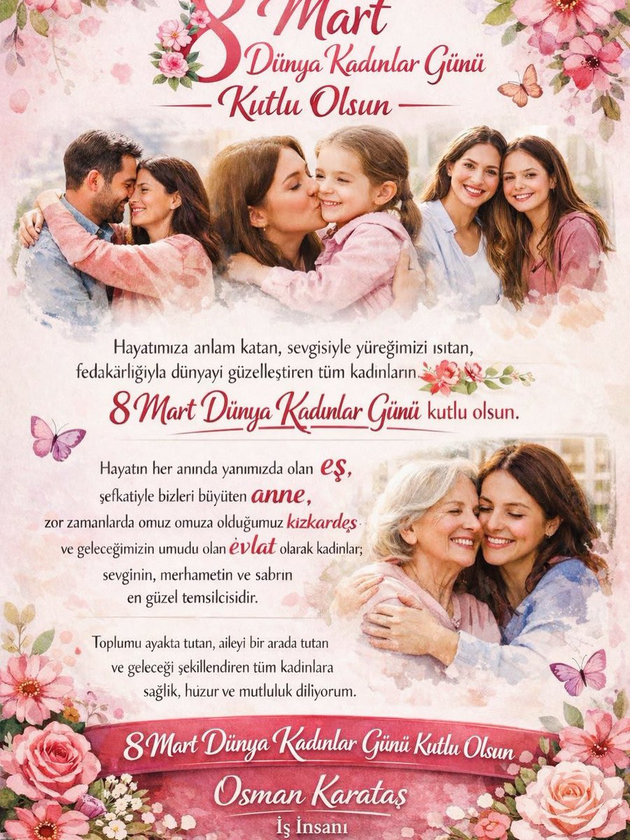 osmankaratas54's tweet image. 📌#Erenler/Sakarya...

Dünya Kadınlar Gününü Tebrik Ederim
#8MartDünyaKadınlarGünüKutluOlsun
#Anne
#Eş
#KızKardeş
#Evlat