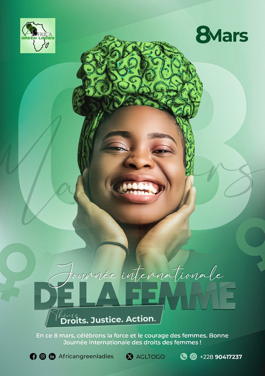 AGLTogo's tweet photo. En ce 8 mars, nous célébrons une force inépuisable.
​Droits. Justice. Action. Trois mots qui guident notre engagement pour un climat juste et durable.
 Excellente journée à toutes les combattantes de la terre 
​#8Mars #AfricaGreenLadies #ClimateJustice #WomensDay #agroécologie https://t.co/uYUtH0wwWC