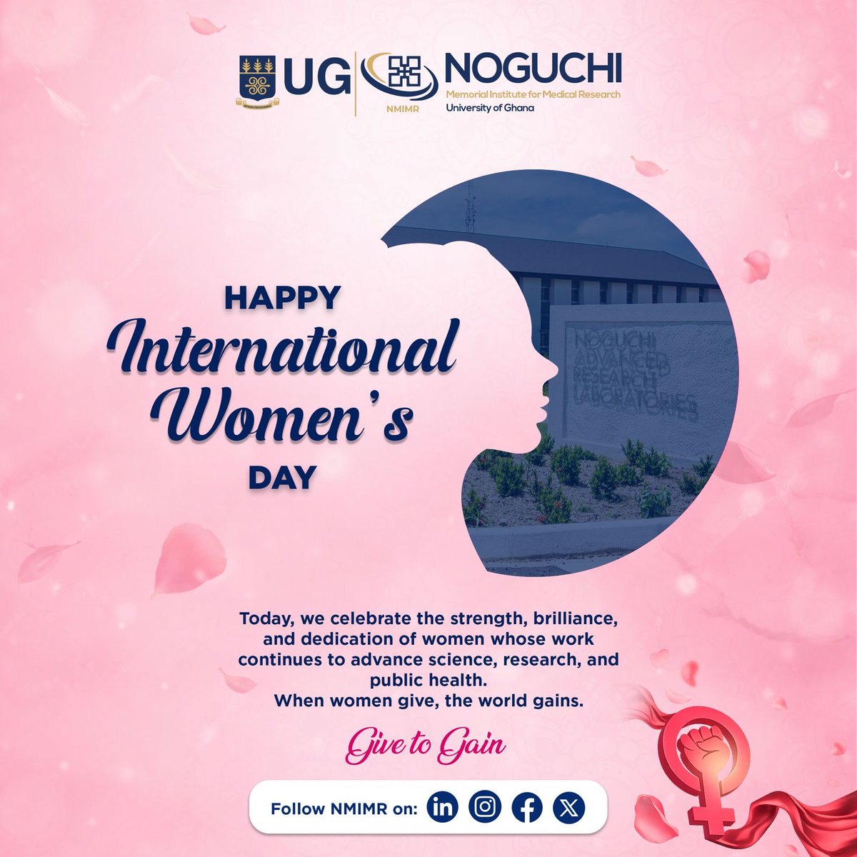 NMIMR_UG's tweet image. Happy International Women’s Day.  Today, we celebrate the women whose dedication, leadership, and excellence continue to advance science and public health.
 Give to Gain.
 #IWD2026 #WomenInScience #NMIMR #GiveToGain