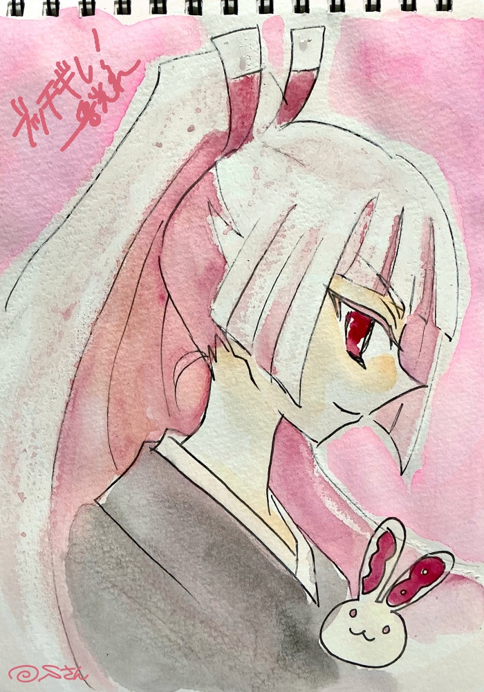kurouzuCenter's tweet photo. 渦乃お絵描き🍥ブ！　#渦乃ポニテ
アキラお誕生日おめでとう🎊だピョン🐰🩷
#アキラ誕生祭2026
#ブッチギレ！  #bucchigire
#ブッチギレ https://t.co/jYAdbF2H4D