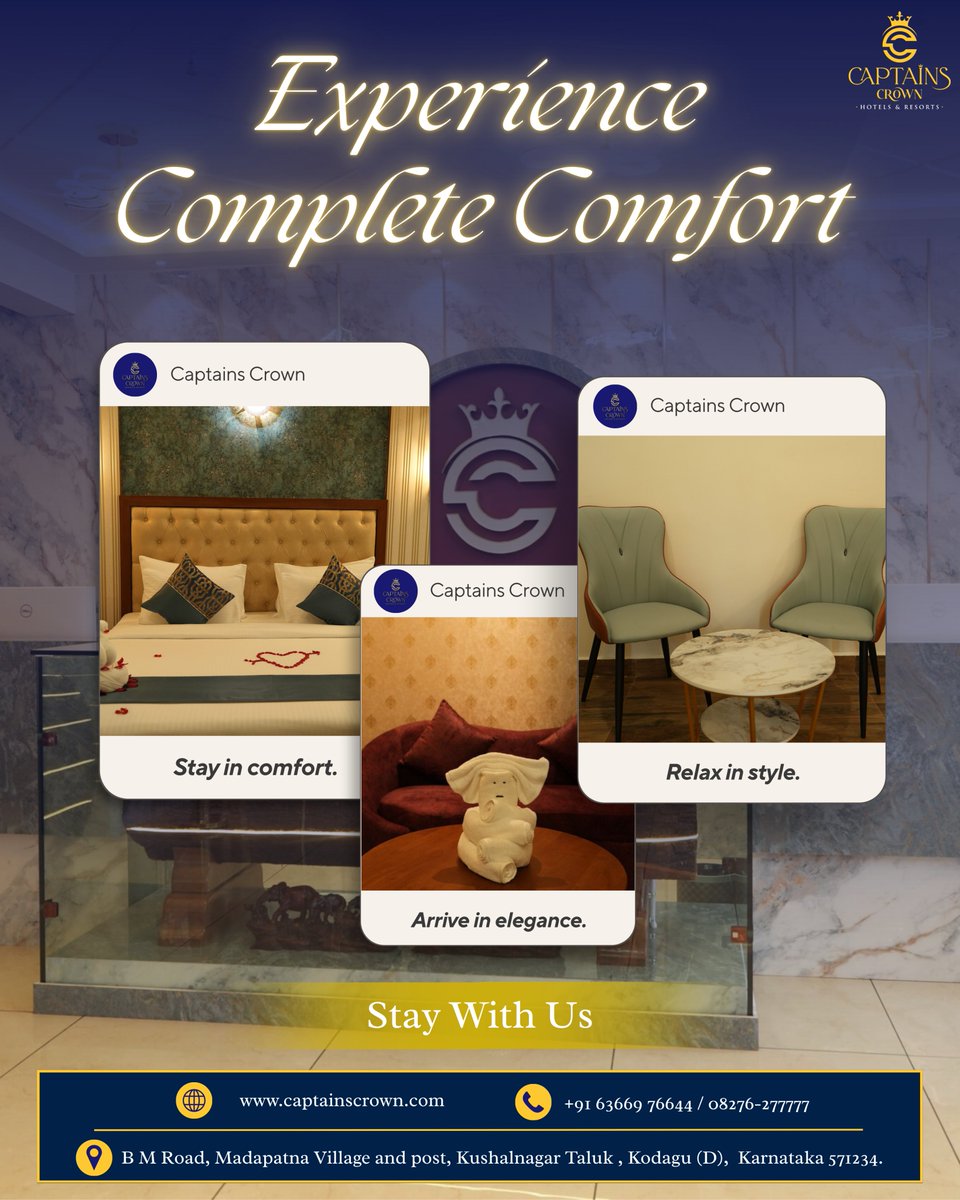 captainscrown's tweet image. Open skies. Private comfort. 🌿

Experience the elegance of the Crown Suite at Captains Crown Hotels &amp;amp; Resorts, designed for privacy, relaxation, and unforgettable moments.

✨ Step into luxury today.

#CaptainsCrown #CrownSuite #LuxuryHotel #StayInStyle #CoorgResort