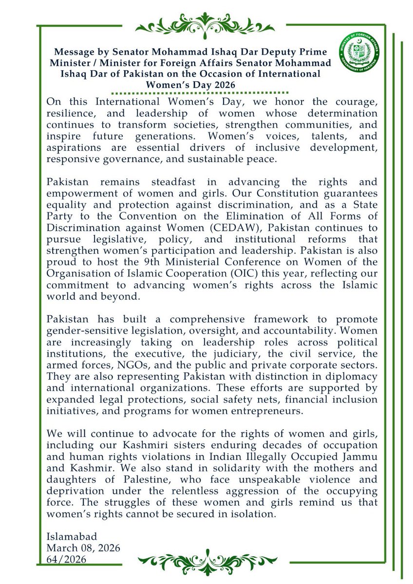 Ministry of Foreign Affairs - Pakistan tweet media