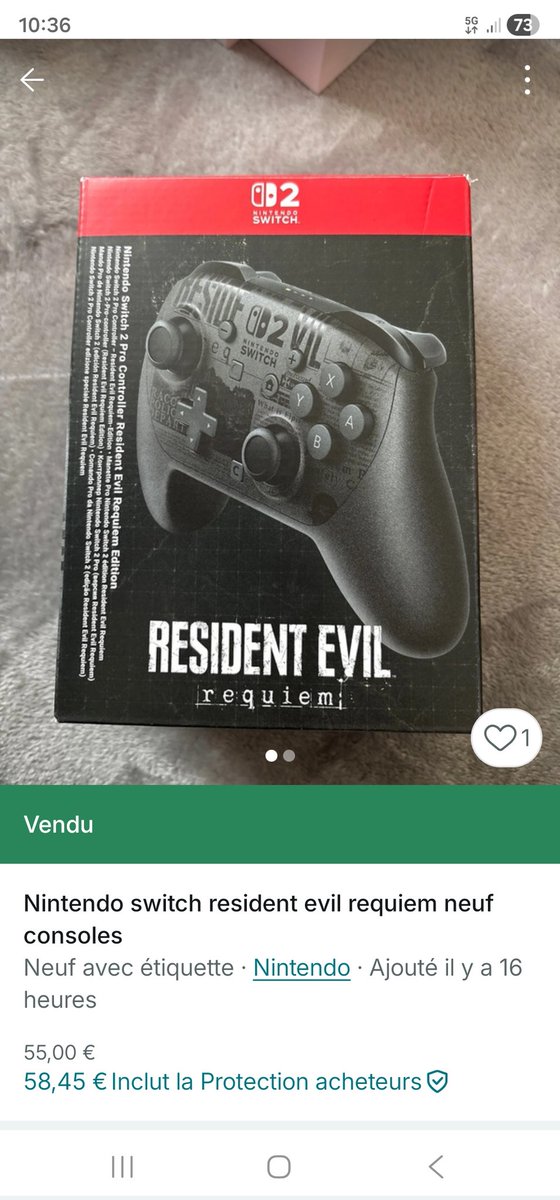 J'adore vinted, pourquoi ? Parce qu'on peut faire tellement de bonne affaire comme avec la manette Pro de #ResidentEvilRequiem sur switch 2 que j'ai acheté directement quand j'ai vu cette offre, car en magasin c'est 80 voir 90 balles 😅✅️🎮