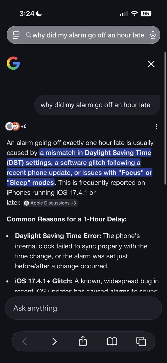 alenaleewx's tweet image. Anyone with an iPhone have this issue this morning?! I didn’t know there was a glitch. Had my alarm set for 1:50am, but instead it went off at 2:50am. Then my second alarm went off at 3:10am instead of 2:10am. 

 @Apple 
@wbaltv11 
#DST