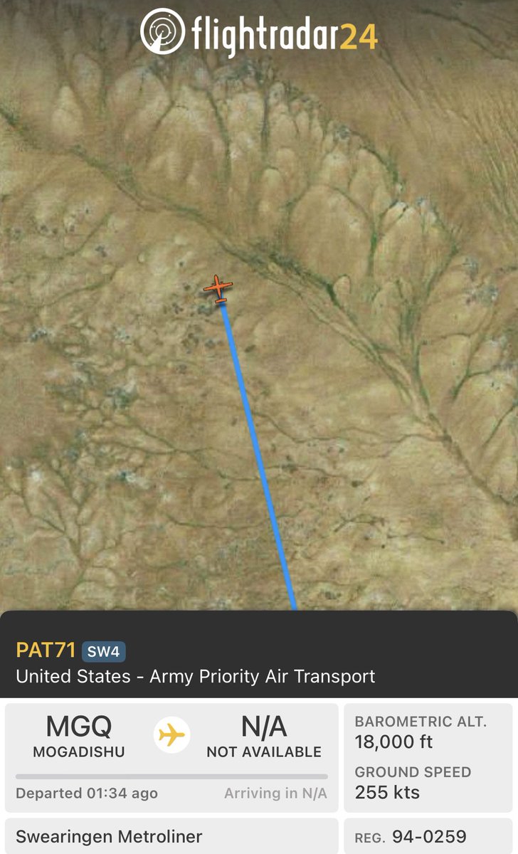 U.S Airforce cargo flight from MGQ