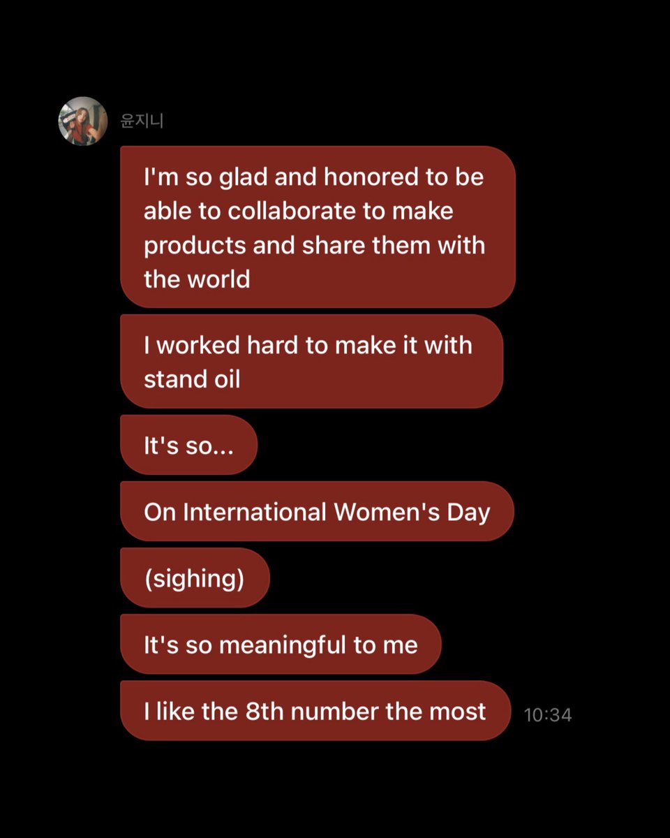 yunjinrs's tweet image. yunjin talking about how it is really meaningful to her that her creation came out on international women’s day &amp;amp; on the 8th, which is her favorite and lucky number 🥹🤍

YUNJIN X STAND OIL
JENAISSANTE CHARM SET
#YUNJINxSTANDOIL
#HUHYUNJIN #BREEZY
#STANDOIL #스탠드오일