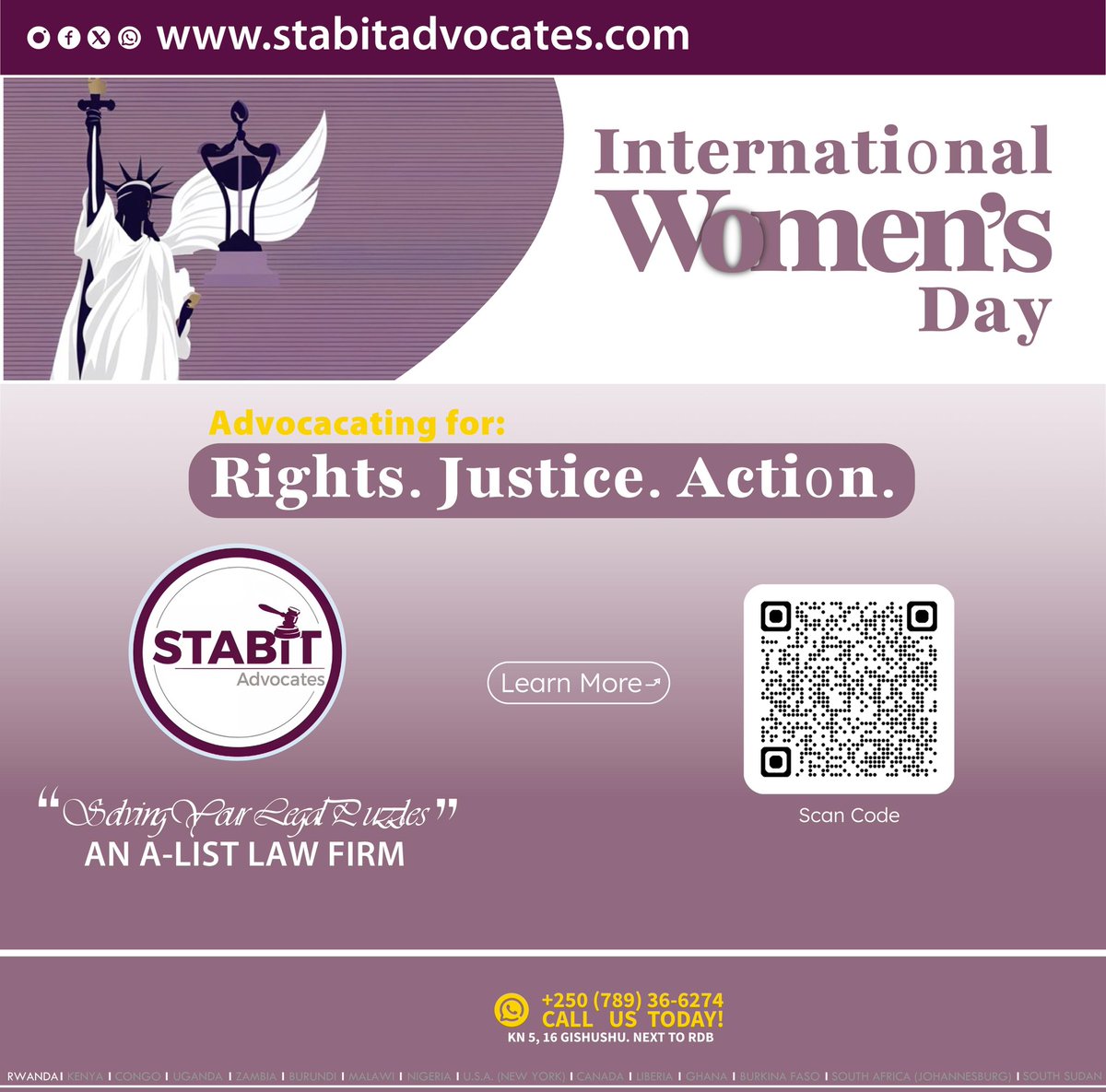 herbert_zziwa's tweet photo. And Again, We say it Loud:
RIGHTS/JUSTICE/ACTION.

STABIT ADVOCATES WISHES YOU A HAPPY INTERNATIONAL WOMEN’S DAY #IWD2026 https://t.co/TOURPWnT8c