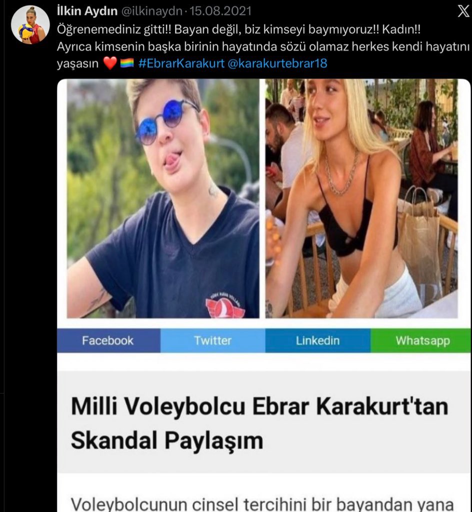 kudurtarak yendim dediği takımda da düşmanı yok yanlış anlaşılmasın siyasi görüşü veya cinsel yönelimi yüzünden linç yediği her an arkasında duran kadınların oynadığı takımdan bahsediyo