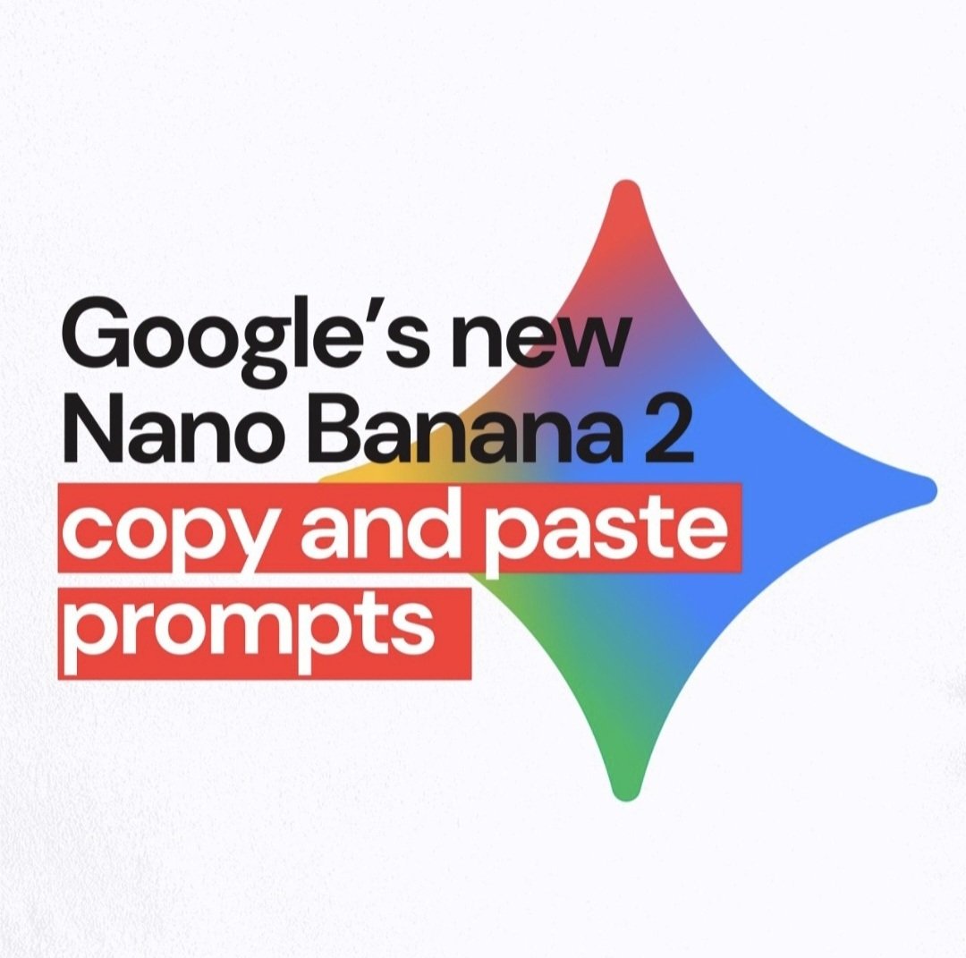 MRB_AI24's tweet photo. 🚨Breaking: Google just dropped Nano Banana 2.

One of the strongest AI image launches this year.

But 99% of people still don’t know how to actually use it.

So I spent hours testing it and compiled a Nano Banana 2 Prompt Library with 50 powerful prompts + pro techniques for:

• Professional headshots
• Product photography
• Viral thumbnails
• Architecture & interiors
• Image editing & restoration
• Creative surreal scenes
• And much more.

If you want the full prompt library, I’m giving it away for free.

How to get it:

1️⃣ Follow me (must — so I can DM you)
2️⃣ Like + RT this post
3️⃣ Comment “banana” 🍌

I’ll DM the document to everyone who completes the steps.

Let’s make your AI images 10× better.